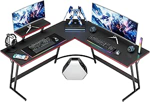 Homall L-Shaped Gaming Desk with Large Monitor Stand - Sturdy PC Corner Desk for Home Office Workstation