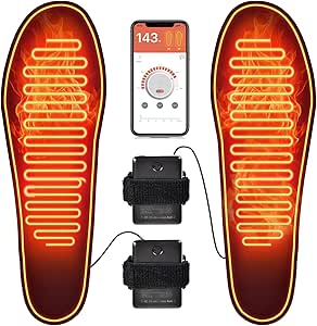 Heated Insoles with 5000mAh Battery, 4 Heat Settings, Mobile App Control - Warm Feet for Men and Women