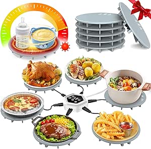 Food Warming Mat: Fast Heat Silicone Tray, 3 Temp, 3 Timer