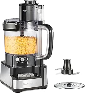 Hamilton Beach Food Processor & Chopper, BPA-Free, Stainless Blades, 12 Cup Bowl, 2-Speed Motor, Black - Kitchen Helper