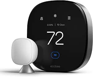 ecobee Smart Thermostat with Sensor & Air Quality Monitor - WiFi, Siri, Alexa, Google Assistant