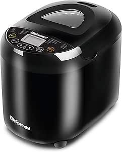 Elite Gourmet Bread Maker Machine: 3 Loaf Sizes, 19 Menu Functions, Gluten Free, 2 Lbs, Black