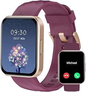 RUIMEN Smart Watches - Answer/Make Calls - 1.85" HD Screen Fitness Tracker - Heart Rate Monitor - 100+ Sports - Waterproof - Purple