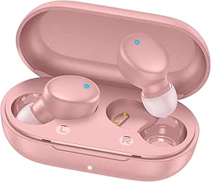 MOZOTER S8 Mini Wireless Earbuds, Bluetooth 5.3, 60Hrs Playtime, Deep Bass, Sport-Pink
