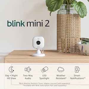 Blink Mini 2 Home Security & Pet Camera with HD Video, Night Vision, Motion Detection, Two-Way Audio - Built-in Spotlight - White
