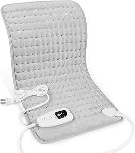 Brand Heating Pad for Back, Neck, Abdomen, Shoulders - Moist/Dry Heat, Auto Shut Off - Gifts for Men and Women - Light Gray, 24 inch
