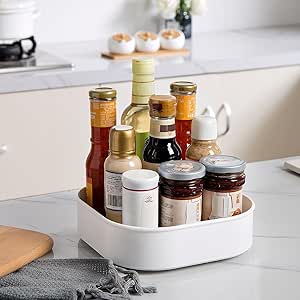 Semlos Lazy Susan Turntable Organizer for Kitchen Storage, 9" Revolving Spice Rack, Non-Slip Holder