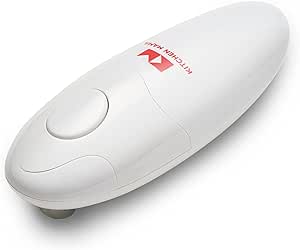 Kitchen Mama Electric Can Opener: Open Cans with Ease - Automatic, Hands-Free, Smooth Edge - Food-Safe - Battery Operated - White