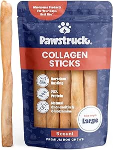 Pawstruck Beef Collagen Sticks for Dogs - High Protein Chews with Chondroitin & Glucosamine - Rawhide Alternative - 5 Pack