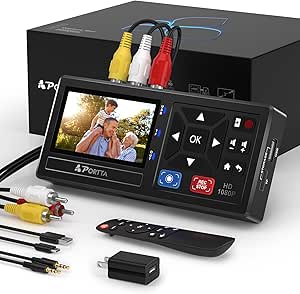 PORTTA VHS to Digital Converter Recorder with Remote Control - Transfer VHS, VCR, DVR, DVD, Hi8, Mini DV to Digital Format