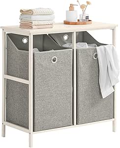 SoBuy Laundry Cabinet Chest with 2 Removable Baskets, Bathroom Storage Shelf