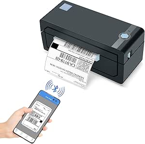 JADENS Thermal Label Printer: 4x6 Shipping, Bluetooth, Android/iPhone/Mac, Hermes, Amazon, Shopify