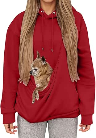 Sporty Hoodie for Men & Women, Yoga Sweatshirt with Pet Pouch