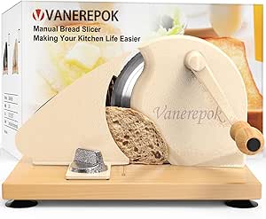 Versatile Hand Crank Bread Slicer for Sourdough & Crusty Bread - Stainless Steel, Adjustable Width - Homemade & Commercial