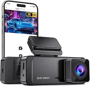 V300 WiFi Dash Cam for Cars, 1296P Front Camera, Night Vision