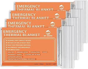 Surviveware Emergency Mylar Blankets: Space Blanket 4-Pack