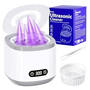 Estefanlo Ultrasonic Retainer Cleaner: 45kHz Machine with LED Timer, 3 Modes for Denture, Aligner, Guard