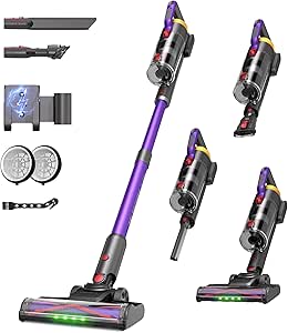 UV2 Stick Vacuum Cleaner 48-inch, Anti-Tangle Brush, LED Display