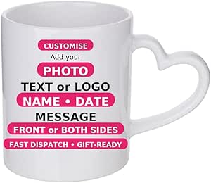 Custom Ceramic Coffee Cup - Design Your Own 11oz Mug with Photo or Logo - Unique Gift Idea