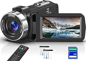 Brand 8K Video Camcorder 64MP IR Night Vision Vlogging WiFi Touch Screen for YouTube, 32GB SD Card, Remote, Two Batteries
