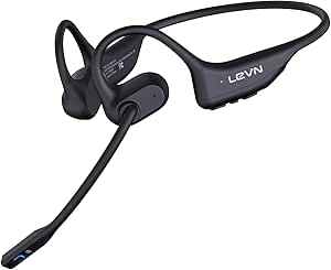 LEVN Open Ear Headphones 29g Bluetooth Mic Noise Cancelling - Waterproof Wireless Headset for Work, Workout, Driving