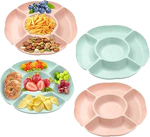 Reusable Plastic Compartment Trays: 5-Section Party Platters