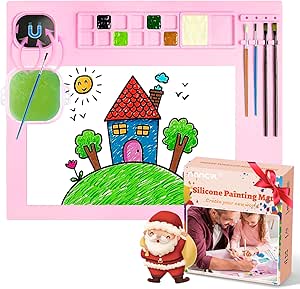 Art Mat with Cup, Brush Cleaner Tool for Kids' Clay Creations, Pink