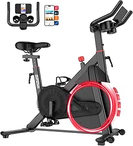 Superun Home Spin Bike, Adjustable Resistance, LCD Display, APP, 136kg Capacity