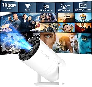 Portable Mini Projector 1080P Full HD, WiFi 6, Bluetooth 5.2