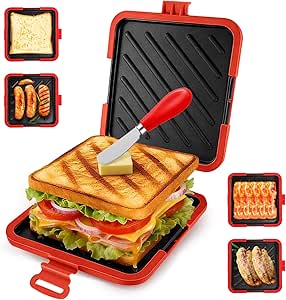 Micro Toastie Sandwich Maker with Non-Stick Grill Plates - Easy Cooking for Crispy Sandwiches, Paninis, Fried Eggs