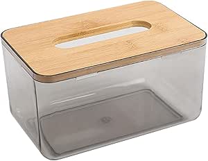 Wooden PET Napkin Holder with Nordic Design, Large Capacity Tissue Dispenser Box for Bathroom & Kitchen