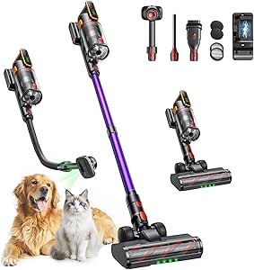 Brand Cordless Stick Vacuum 600W 50KPA, 65Mins Runtime, Touch Screen, Pet Tool, Wall-Charging, Fragrance Release