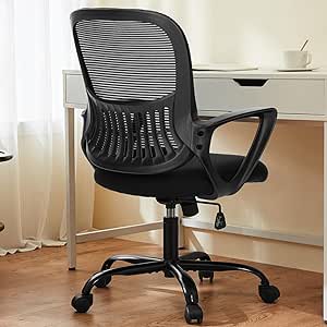 Sweetcrispy Mid-Back Mesh Office Chair with Lumbar Support & Armrests