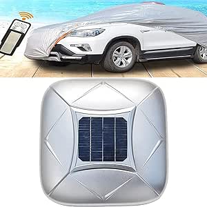 HYQNG Smart Car Cover with Solar Panel & Remote Control, UV Protection, Universal Fit for Limousine, Silver
