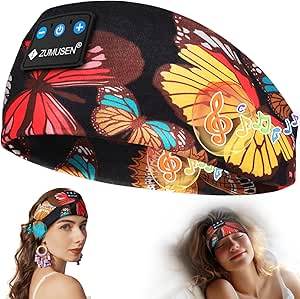 ZUMUSEN Bluetooth Sleep Headband, Wireless Sports Headphones, Hi Fi Sound, 15Hrs, Tech Gifts for Men Women, Office Nap, Travel, Yoga