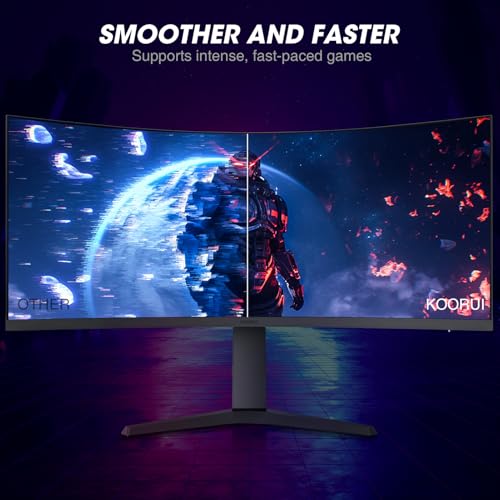 KOORUI 34" Curved Gaming Monitor, WQHD 165Hz, 1ms, HDR, VA Panel