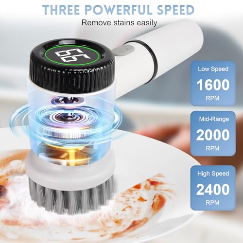 WatiHomic Electric Spin Scrubber for Bathroom Cleaning - Cordless Power Brush with 5 Brush Heads - 3 Speeds