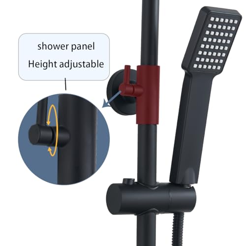 Plumbsys Black Thermostat Shower Mixer Set with Rainfall System & Handheld Shower Heads, 200mm - Stylish Upgrade for Your Bathroom
