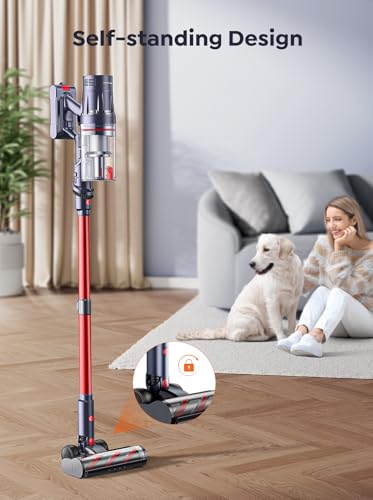 INTETURE 600W Cordless Vacuum: 65Mins Stick, Self-standing Upright, Wall Mount, Touch Screen - Hardwood, Carpet, Pet Hair