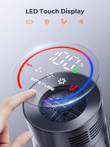 INTETURE 600W Cordless Vacuum: 65Mins Stick, Self-standing Upright, Wall Mount, Touch Screen - Hardwood, Carpet, Pet Hair