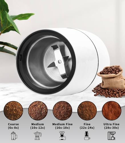 Coffee Co. 5-inch Grinder: Stainless Steel Blades, One-Touch Control for Beans, Spices, Nuts & Herbs