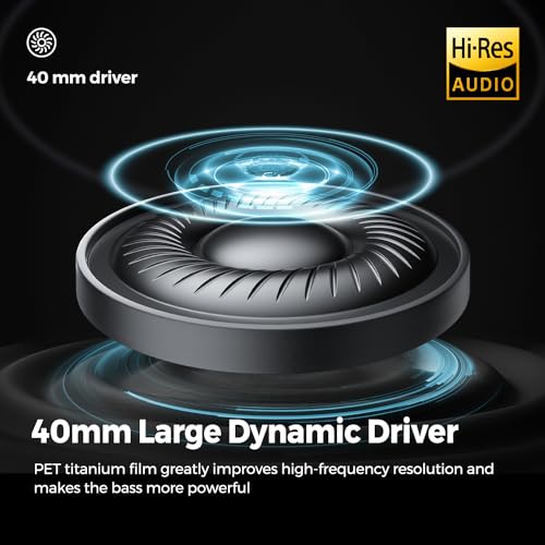 SoundPEATS Space Over Ear Bluetooth Headphones, Hybrid ANC, 123H Playtime, Wireless/Wired, Foldable - Home Office Travel