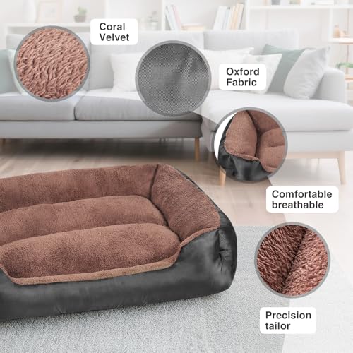 Yeprel XL Dog Bed: Washable Soft Calming Pet Bed for Extra Large Dogs, Non-Slip Bottom, 90x70x20cm