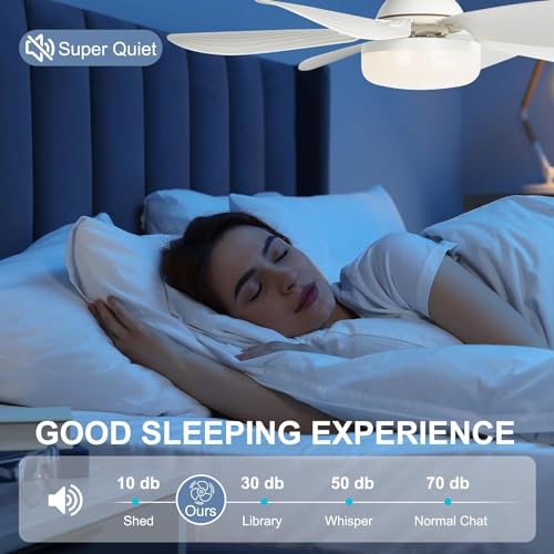 DGE E27 Socket Fan Light Combo, Silent Remote Fans with Dimmable LED, Wireless for Garage Kitchen Bedroom - Energy Class A