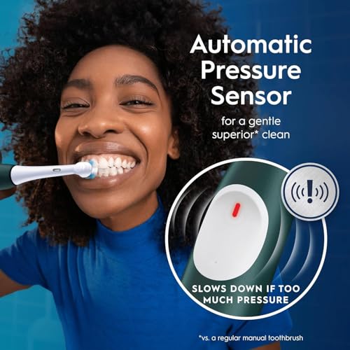 Braun Oral-B iO2 Toothbrush Kit, Gentle Care Head, Travel Case & Holder - Forest Green, Adults, UK Plug