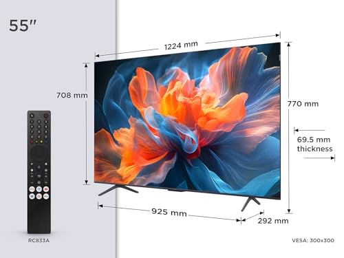 TCL 55" QLED Gaming TV, 4K 144Hz, Dolby Atmos, Google TV