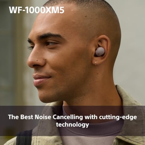 Sony WF-1000XM5 Earbuds: Wireless Noise Cancelling, Bluetooth, Mic, 24hr Battery, Quick Charge - Smoky Pink