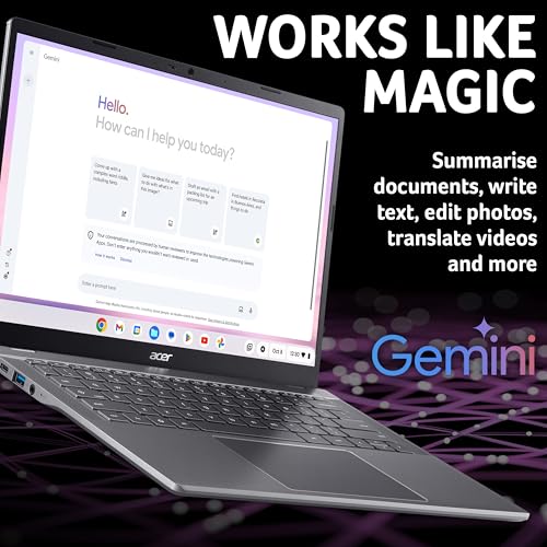 Acer Chromebook Plus 514 Laptop - Intel Core i3, 8GB RAM, 256GB SSD, 14-inch WUXGA Display, Chrome OS