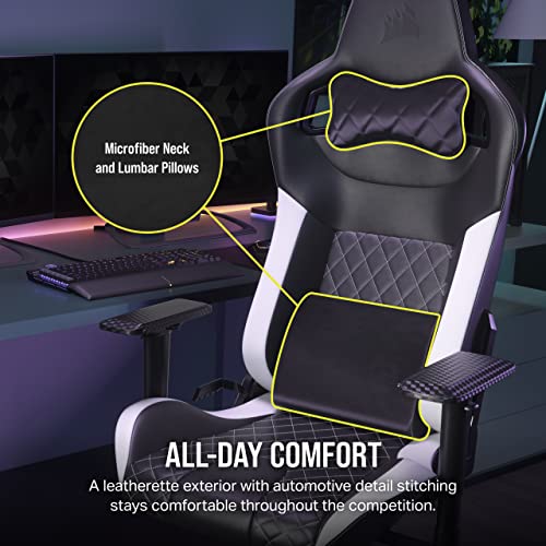 Corsair T1 RACE Gaming Chair: Racing Design, Leatherette, Steel, 4D Armrests