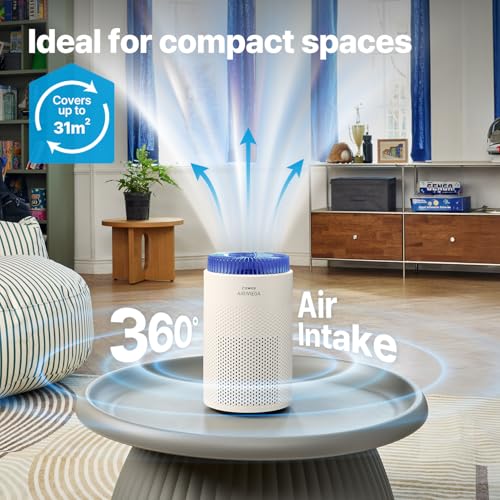 AIRMEGA 50 Compact Air Purifier: Quiet 18.4 inch, Smart Auto Mode for Home Bedroom, Small Space, Dust, Smoke, Pets